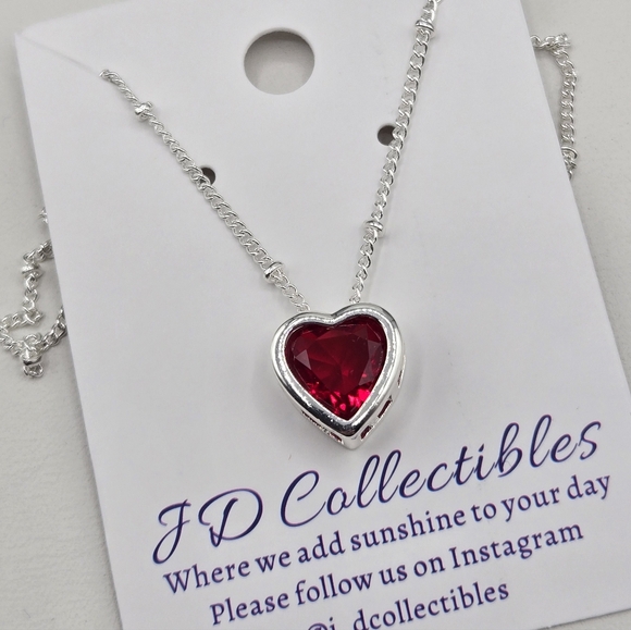 Swarovski Jewelry - Swarovski Elements Silver Red Heart Necklace Made W Swarovski Crystals
